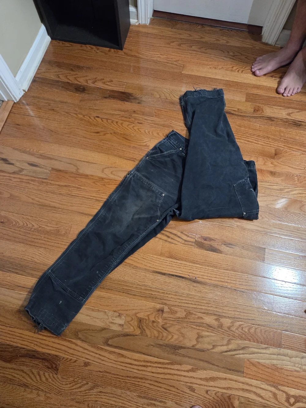 Carhartt Black Cargo Work Pants with Reinforced Knees